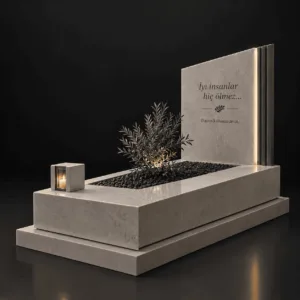 Açık Bej Mermer Led Işıklı Ve Küp Fenerli Anıt Mezar  Oğuz Stone Kayseri