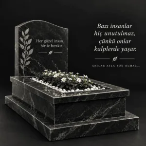 Özel İşlemeli Siyah Mermer Mezar Taşı Modeli  Oğuz Stone Kayseri